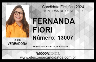 Candidato FERNANDA FIORI 2024 - TUNEIRAS DO OESTE - Eleições