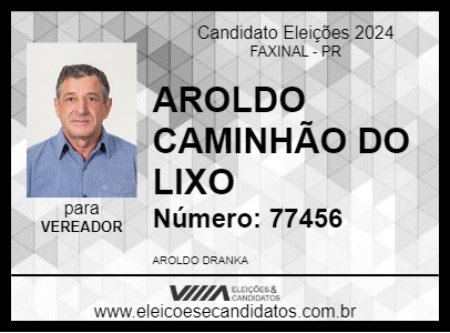 Candidato AROLDO CAMINHÃO DO LIXO 2024 - FAXINAL - Eleições