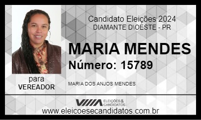 Candidato MARIA MENDES 2024 - DIAMANTE D\OESTE - Eleições