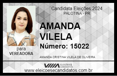 Candidato AMANDA VILELA 2024 - PALOTINA - Eleições