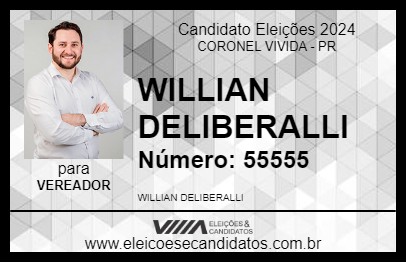 Candidato WILLIAN DELIBERALLI 2024 - CORONEL VIVIDA - Eleições