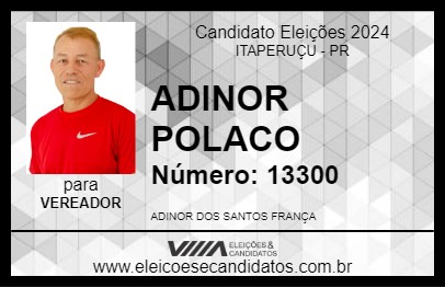 Candidato ADINOR POLACO 2024 - ITAPERUÇU - Eleições