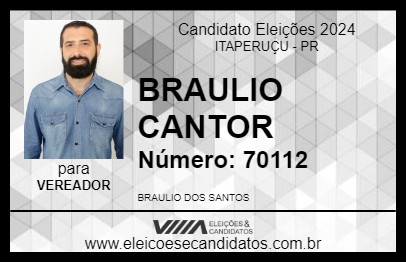 Candidato BRAULIO CANTOR 2024 - ITAPERUÇU - Eleições