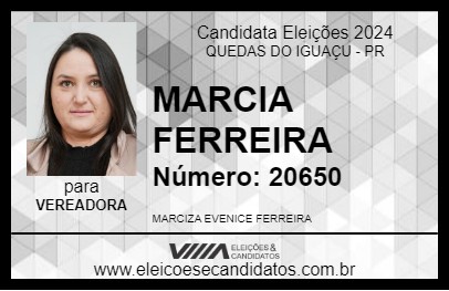 Candidato MARCIA FERREIRA 2024 - QUEDAS DO IGUAÇU - Eleições