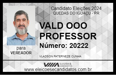 Candidato VLAD OOO PROFESSOR 2024 - QUEDAS DO IGUAÇU - Eleições