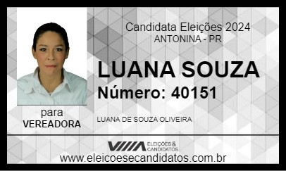 Candidato LUANA SOUZA 2024 - ANTONINA - Eleições