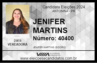 Candidato JENIFER MARTINS 2024 - ANTONINA - Eleições