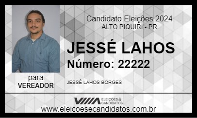 Candidato JESSÉ LAHOS 2024 - ALTO PIQUIRI - Eleições