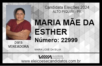 Candidato MARIA MÃE DA ESTHER 2024 - ALTO PIQUIRI - Eleições