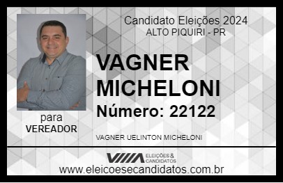 Candidato VAGNER MICHELONI 2024 - ALTO PIQUIRI - Eleições