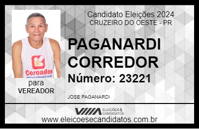 Candidato PAGANARDI CORREDOR 2024 - CRUZEIRO DO OESTE - Eleições