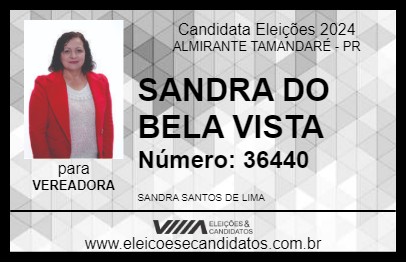 Candidato SANDRA DO BELA VISTA 2024 - ALMIRANTE TAMANDARÉ - Eleições