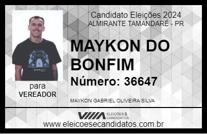 Candidato MAYKON DO BONFIM 2024 - ALMIRANTE TAMANDARÉ - Eleições