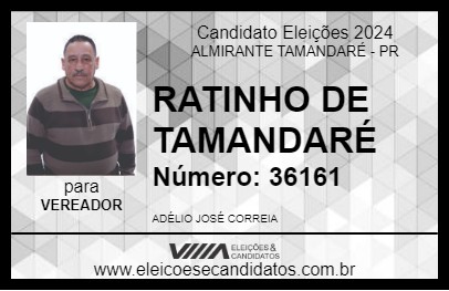 Candidato RATINHO DE TAMANDARÉ 2024 - ALMIRANTE TAMANDARÉ - Eleições