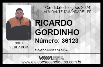 Candidato RICARDO GORDINHO 2024 - ALMIRANTE TAMANDARÉ - Eleições