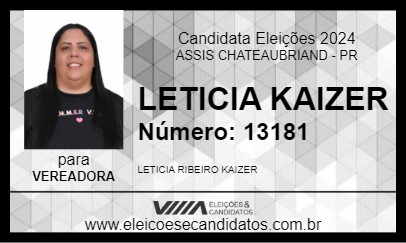 Candidato LETICIA RIBEIRO 2024 - ASSIS CHATEAUBRIAND - Eleições