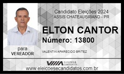 Candidato ELTON CANTOR 2024 - ASSIS CHATEAUBRIAND - Eleições