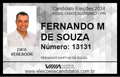 Candidato FERNANDO M DE SOUZA 2024 - ASSIS CHATEAUBRIAND - Eleições