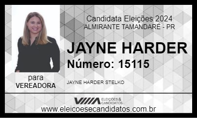 Candidato JAYNE HARDER 2024 - ALMIRANTE TAMANDARÉ - Eleições