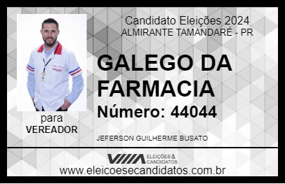 Candidato GALEGO DA FARMACIA 2024 - ALMIRANTE TAMANDARÉ - Eleições