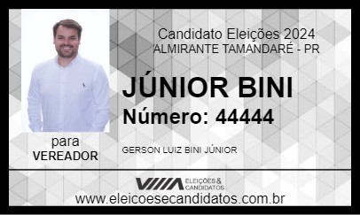 Candidato JÚNIOR BINI 2024 - ALMIRANTE TAMANDARÉ - Eleições