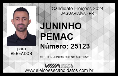 Candidato JUNINHO PEMAC 2024 - JAGUARIAÍVA - Eleições