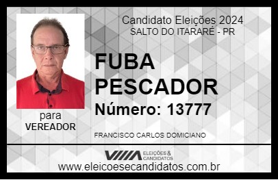 Candidato FUBA PESCADOR 2024 - SALTO DO ITARARÉ - Eleições