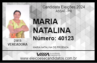 Candidato MARIA NATALINA 2024 - ASSAÍ - Eleições