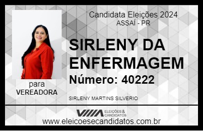 Candidato SIRLENY DA ENFERMAGEM 2024 - ASSAÍ - Eleições