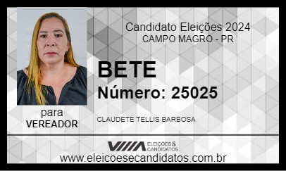 Candidato BETE 2024 - CAMPO MAGRO - Eleições