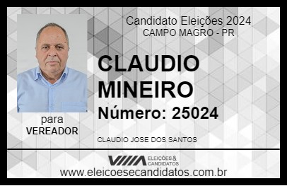 Candidato CLAUDIO MINEIRO 2024 - CAMPO MAGRO - Eleições