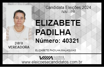 Candidato ELIZABETE PADILHA 2024 - IVAÍ - Eleições