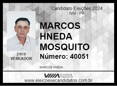 Candidato MARCOS HNEDA MOSQUITO 2024 - IVAÍ - Eleições