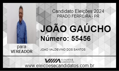 Candidato JOÃO GAÚCHO 2024 - PRADO FERREIRA - Eleições