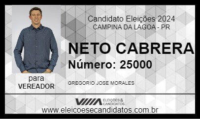 Candidato NETO CABRERA 2024 - CAMPINA DA LAGOA - Eleições