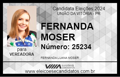 Candidato FERNANDA MOSER 2024 - UNIÃO DA VITÓRIA - Eleições