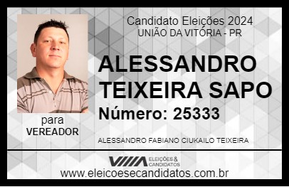 Candidato ALESSANDRO TEIXEIRA SAPO 2024 - UNIÃO DA VITÓRIA - Eleições