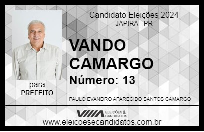 Candidato VANDO CAMARGO 2024 - JAPIRA - Eleições