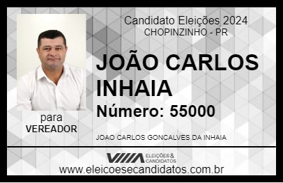 Candidato JOÃO CARLOS INHAIA 2024 - CHOPINZINHO - Eleições