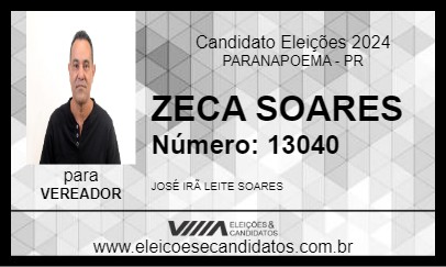 Candidato ZECA SOARES 2024 - PARANAPOEMA - Eleições