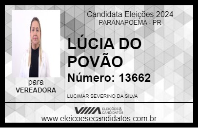 Candidato LÚCIA DO POVÃO 2024 - PARANAPOEMA - Eleições