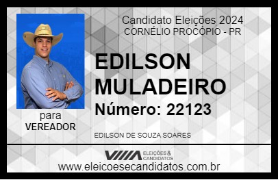 Candidato EDILSON MULADEIRO 2024 - CORNÉLIO PROCÓPIO - Eleições