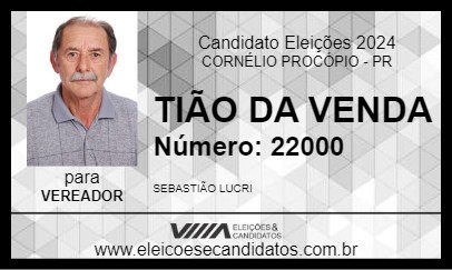 Candidato TIÃO DA VENDA 2024 - CORNÉLIO PROCÓPIO - Eleições