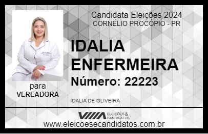 Candidato IDALIA ENFERMEIRA 2024 - CORNÉLIO PROCÓPIO - Eleições