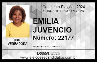 Candidato EMILIA JUVENCIO 2024 - CORNÉLIO PROCÓPIO - Eleições