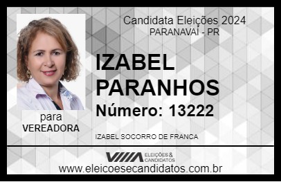 Candidato IZABEL PARANHOS 2024 - PARANAVAÍ - Eleições