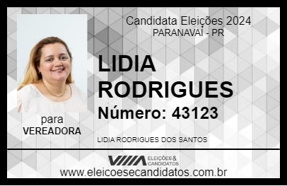 Candidato LIDIA RODRIGUES 2024 - PARANAVAÍ - Eleições