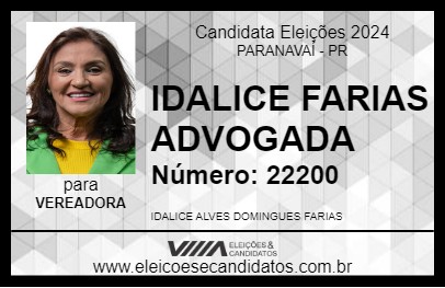 Candidato IDALICE FARIAS ADVOGADA 2024 - PARANAVAÍ - Eleições