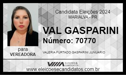 Candidato VAL GASPARINI 2024 - MARIALVA - Eleições