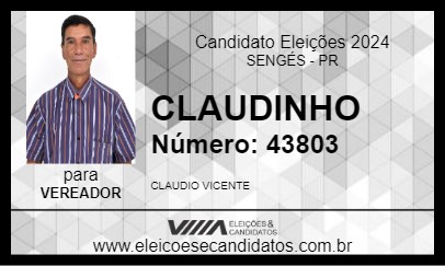 Candidato CLAUDINHO 2024 - SENGÉS - Eleições